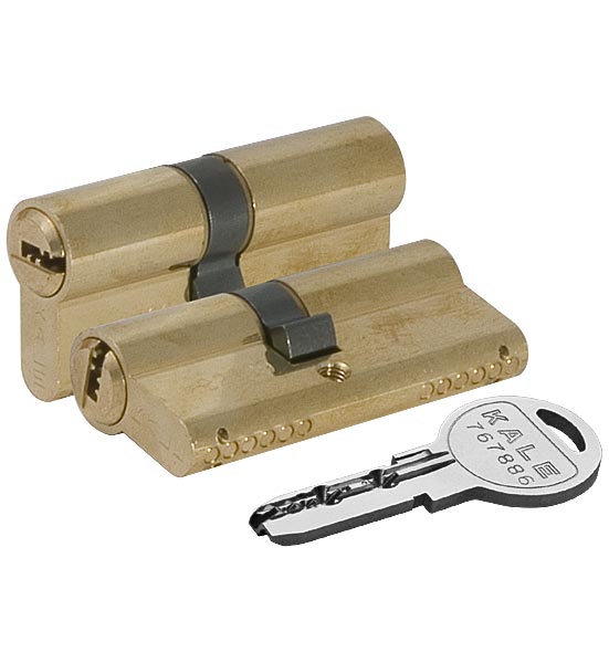 Цилиндровый механизм KALE 164 SN-90(35+10+45)-BP-5KEY-STB, к/к, золото