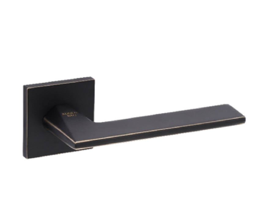 Ручка дверная ADDEN BAU BINARY Q572 BLACK / GOLD RIM , черный матовый/золото