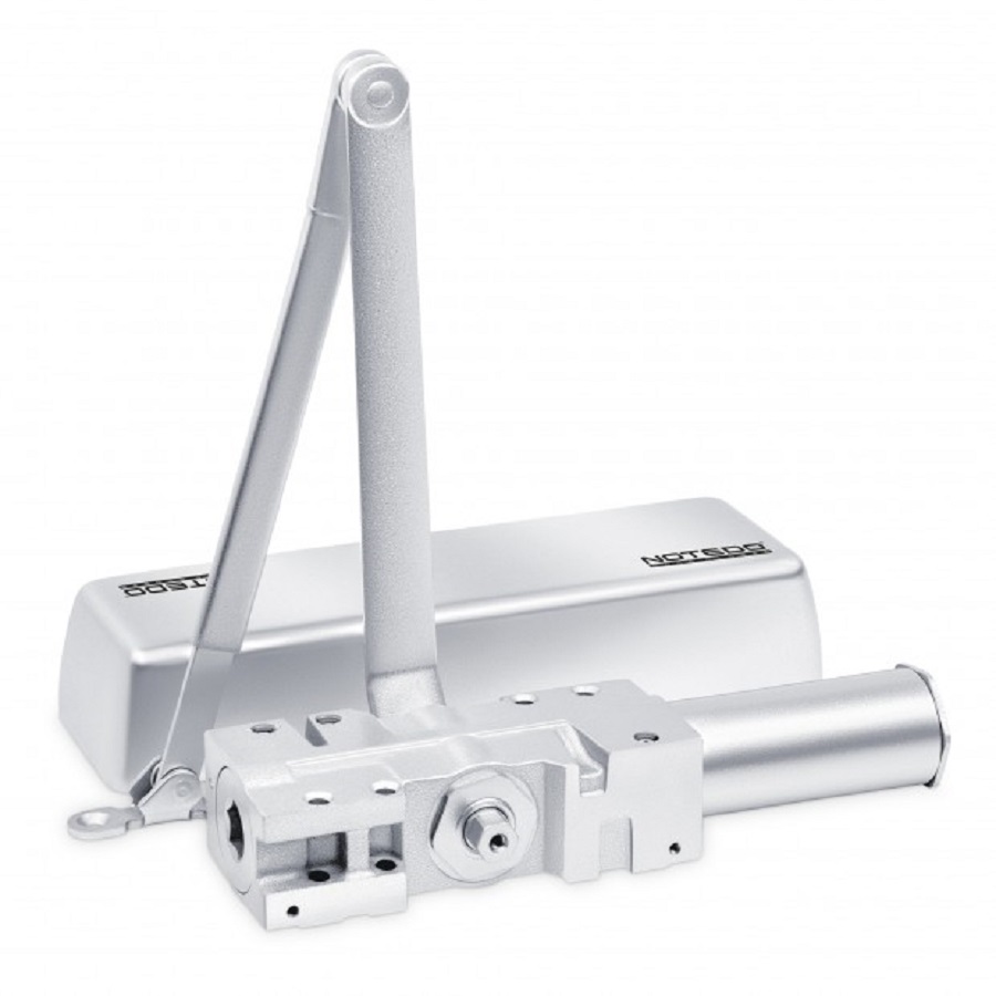 Доводчик NOTEDO DC-020-200 DA+BC скожухом и кронштейном, серебро