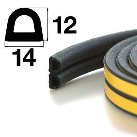 Уплотнитель APECS D-14*12-BL (40м), черный, самоклеящийся