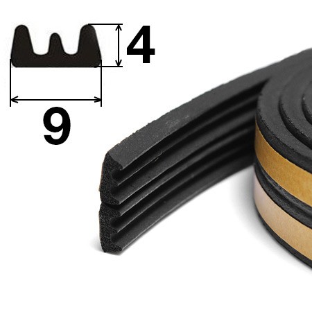 Уплотнитель APECS Е9*4-BL (150м), черный, самоклеящийся
