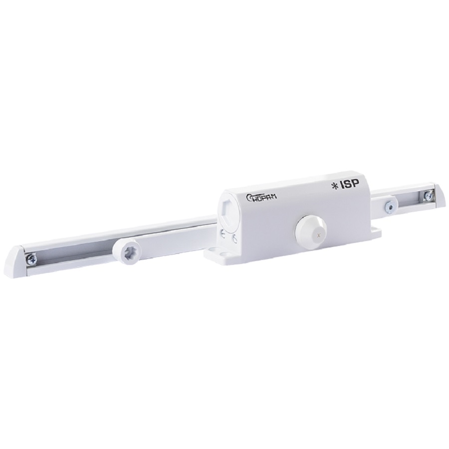 Доводчик НОРА-М 440 Slider ISPARUS (от 70 до 130 кг), белый, морозостойкий, со скользящей тягой
